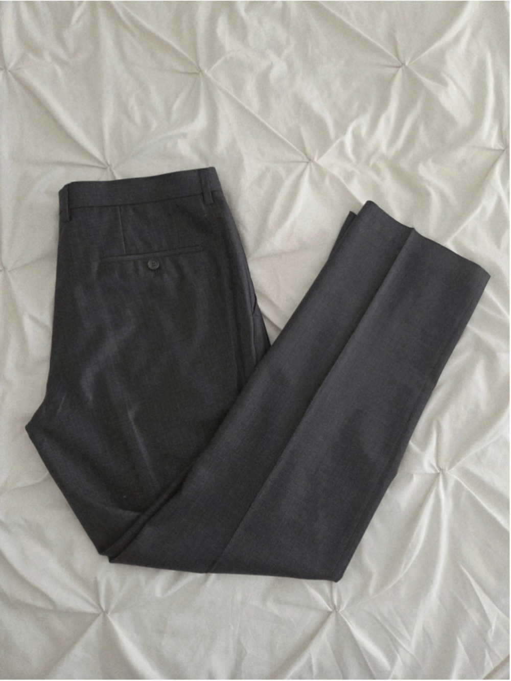 Hugo Boss 100% Wool Trousers Suit Separate Charcoal Gray Formal Wedding Guest